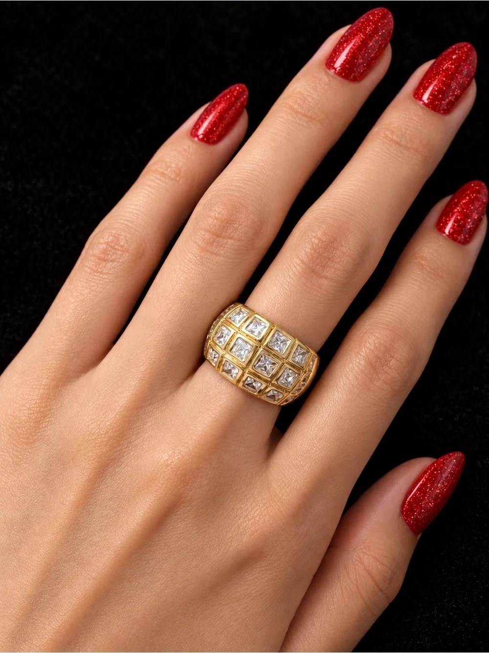 Gold Ring with Cubic Zirconia Size 9